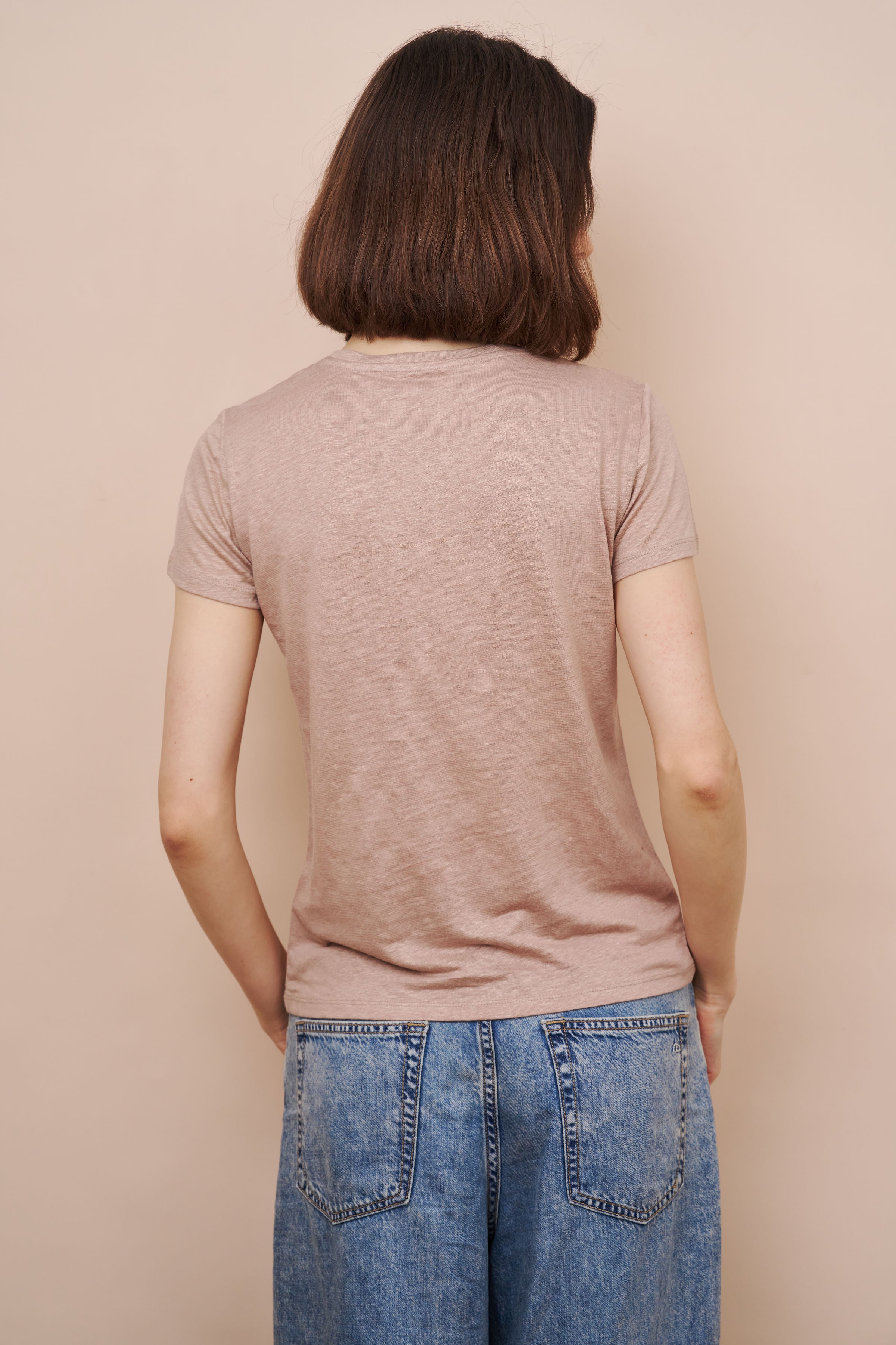 Majestic Linen Short Sleeve Crew Tee in Desert