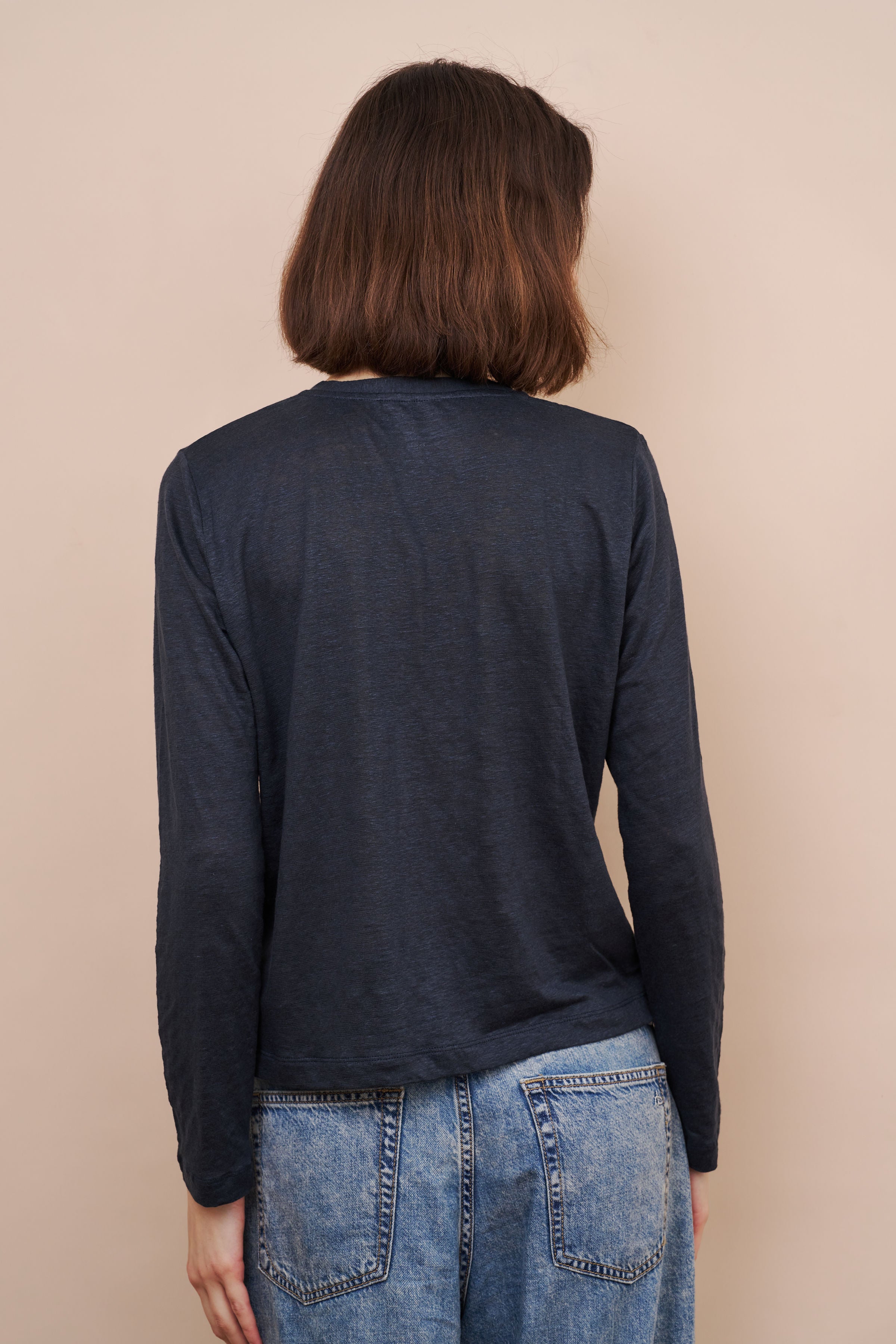 Majestic Stretch Linen Cardigan in Marine