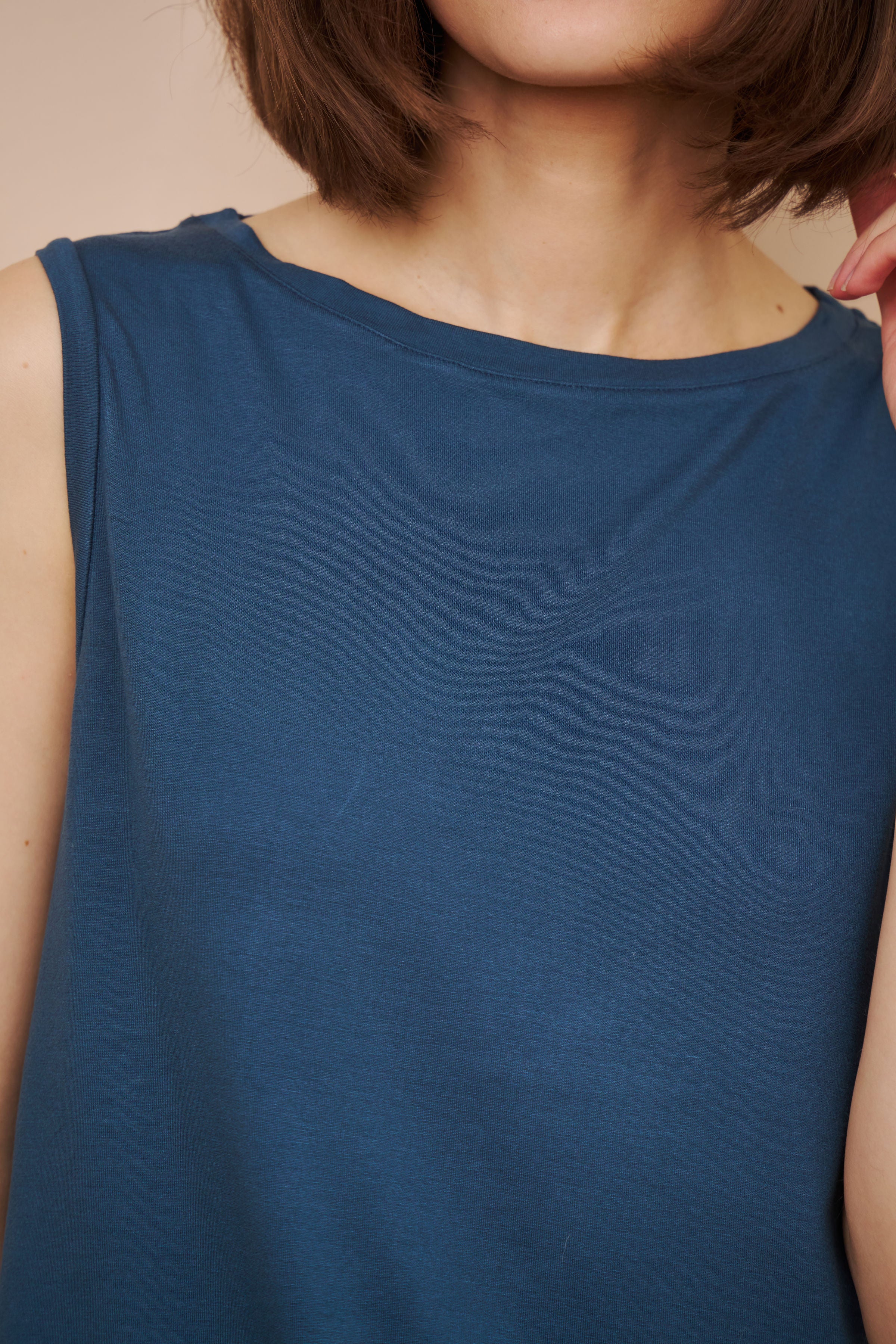 Majestic Soft Touch Semi Relaxed Boatneck Tank in Bleu de Nimes