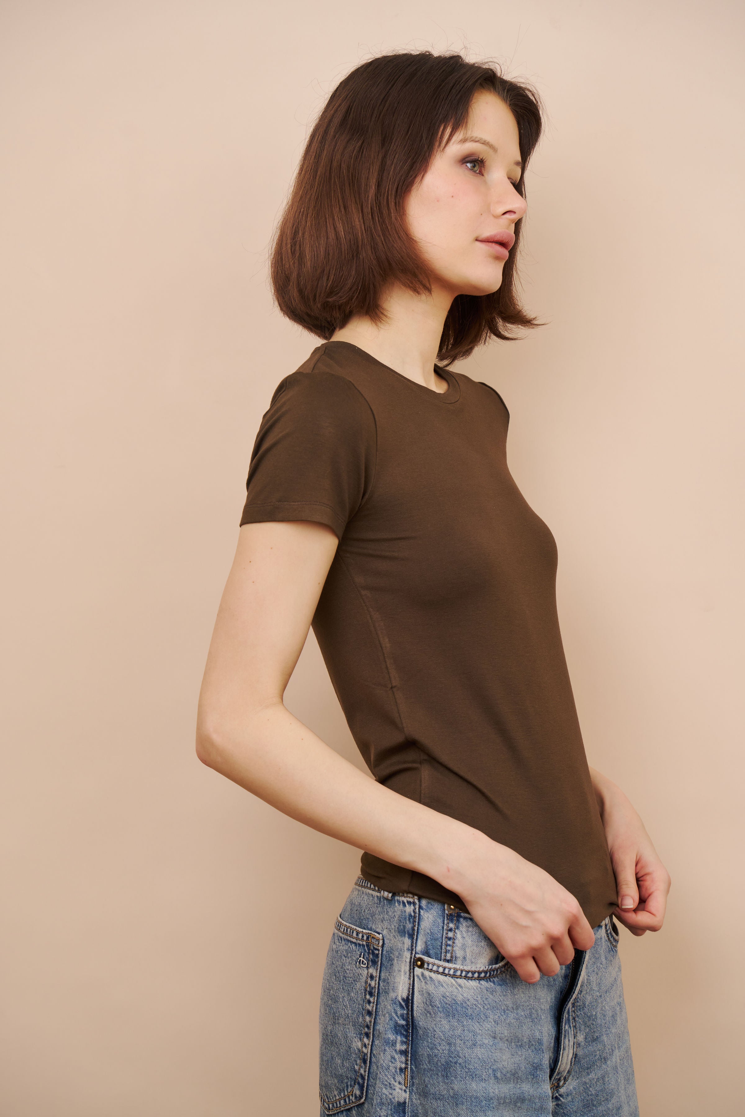 Majestic Soft Touch Short Sleeve Crewneck in Tonka