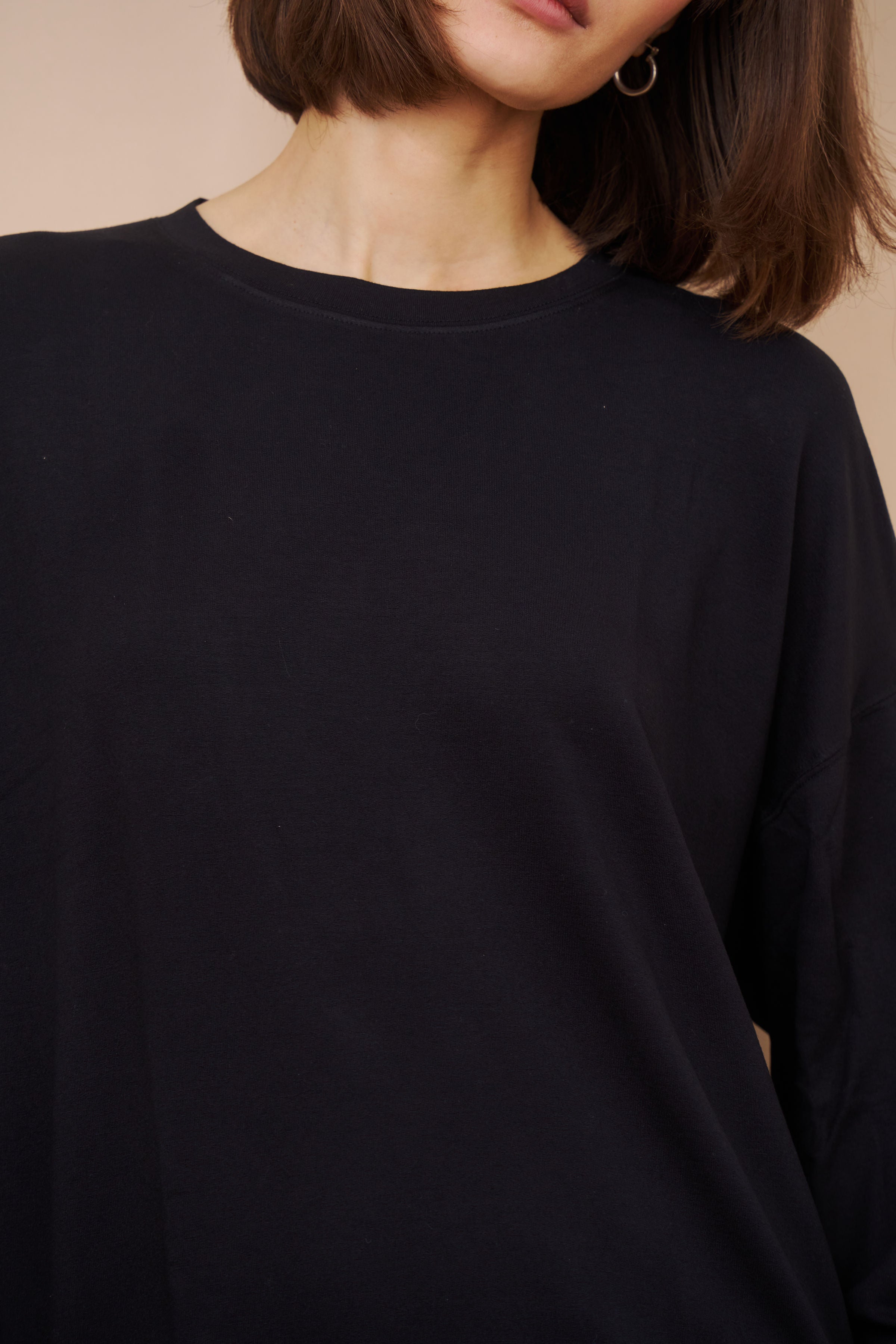 French Terry Long Sleeve Semi Relaxed Crewneck in Marine