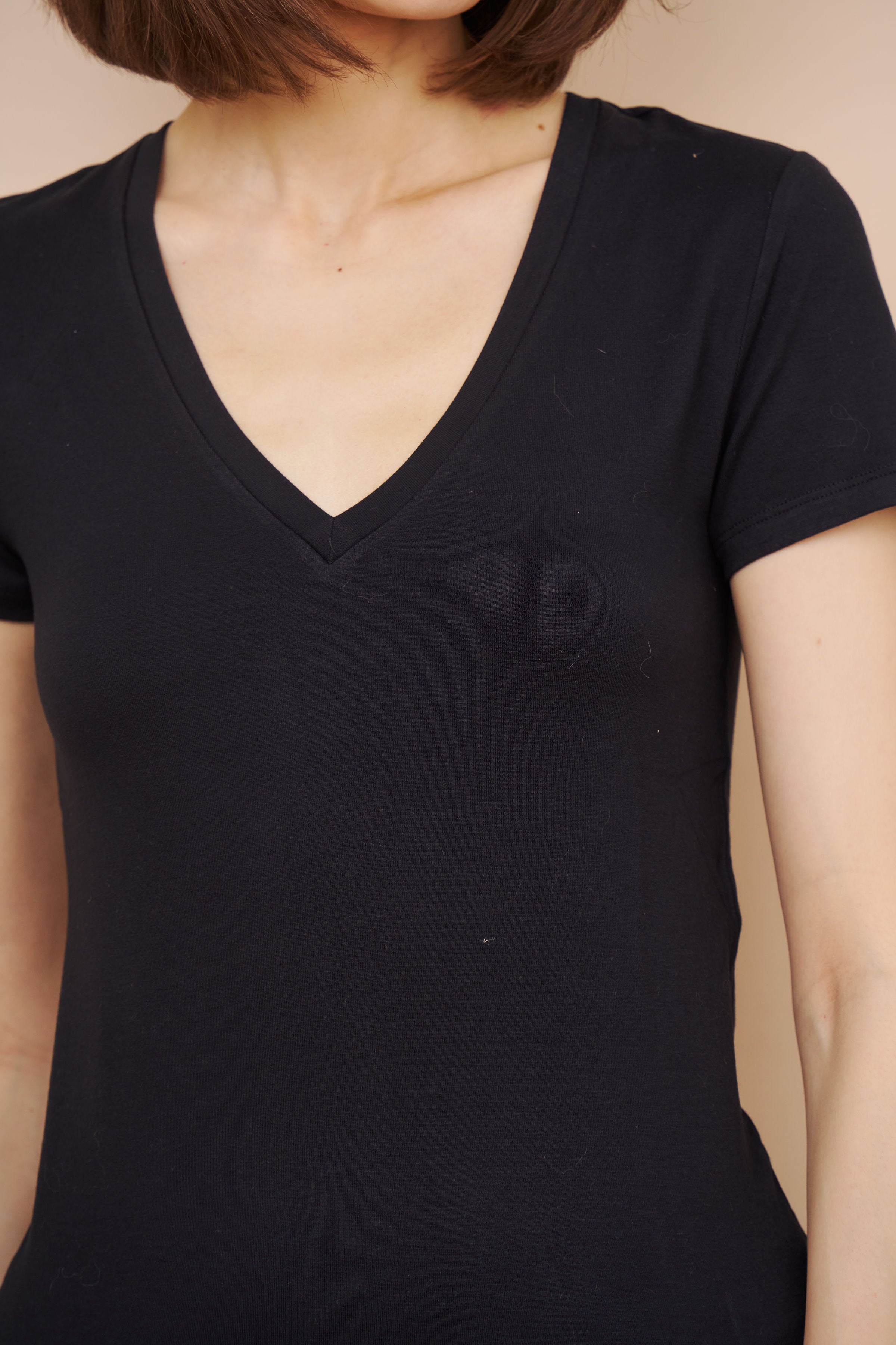 Majestic Short Sleeve V-Neck Tee in Marine