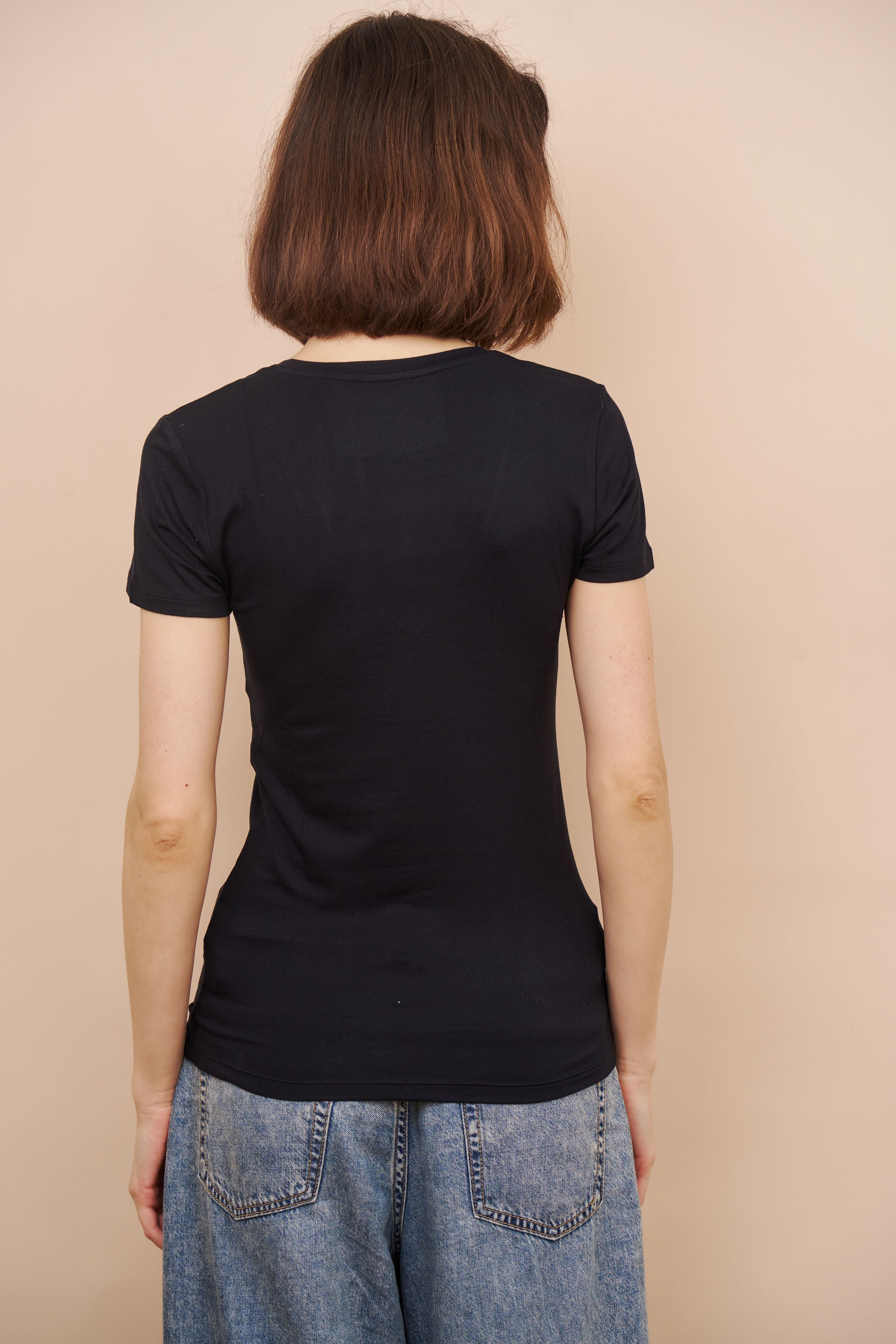 Majestic Short Sleeve V-Neck Tee in Marine