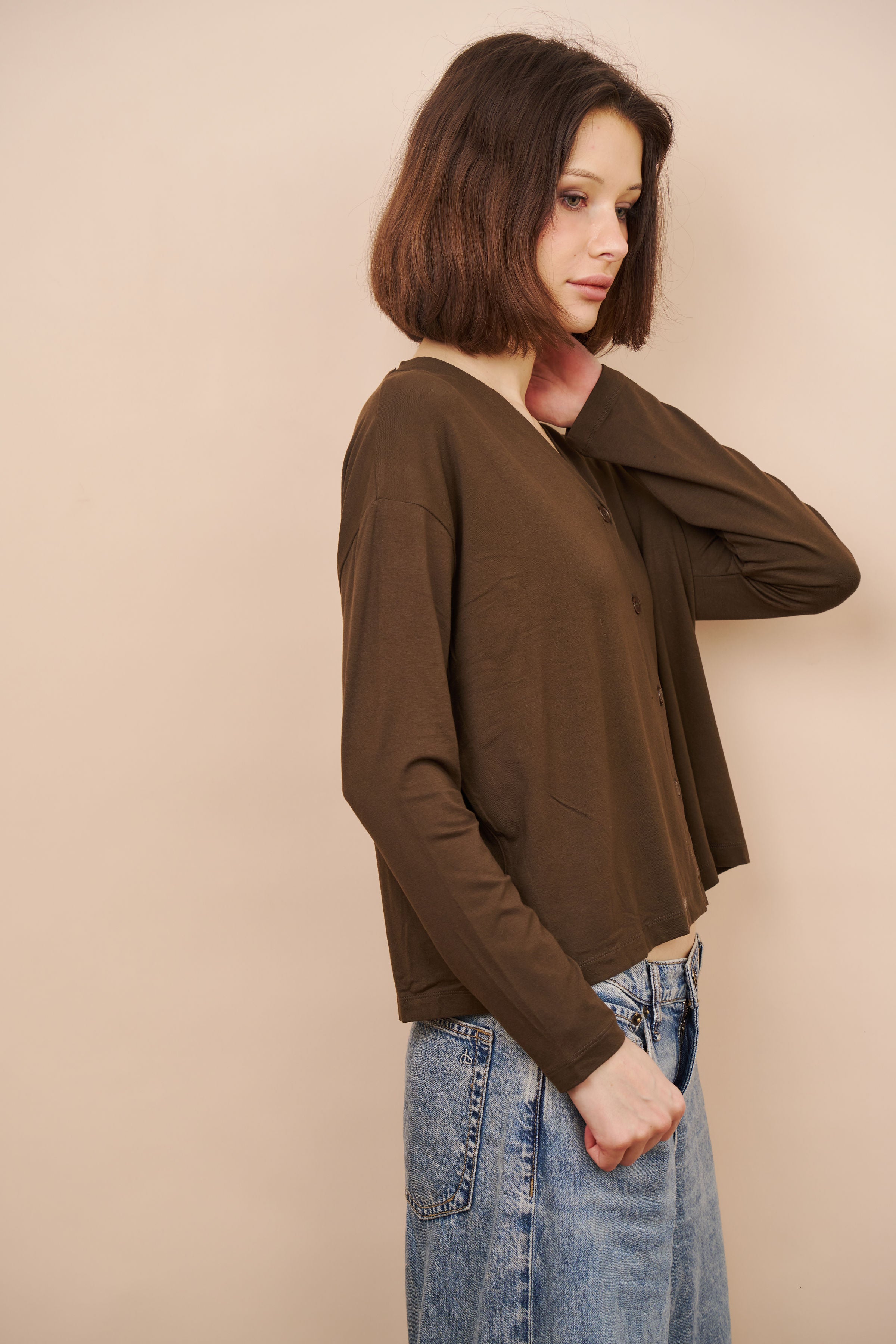 Majestic Soft Touch V-Neck Cardigan in Tonka