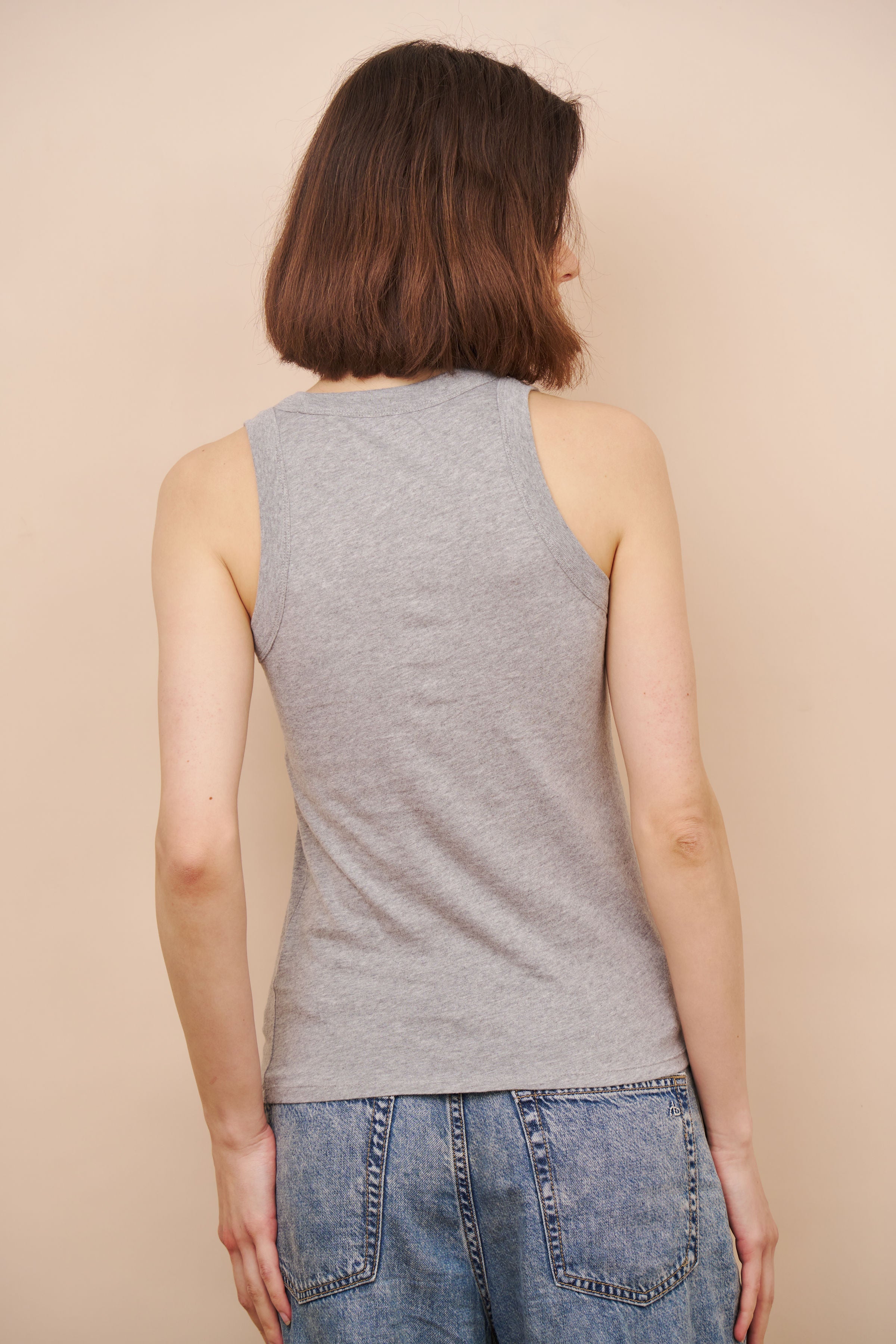 Majestic Deluxe Cotton Crewneck Tank in Gris Chine Clair