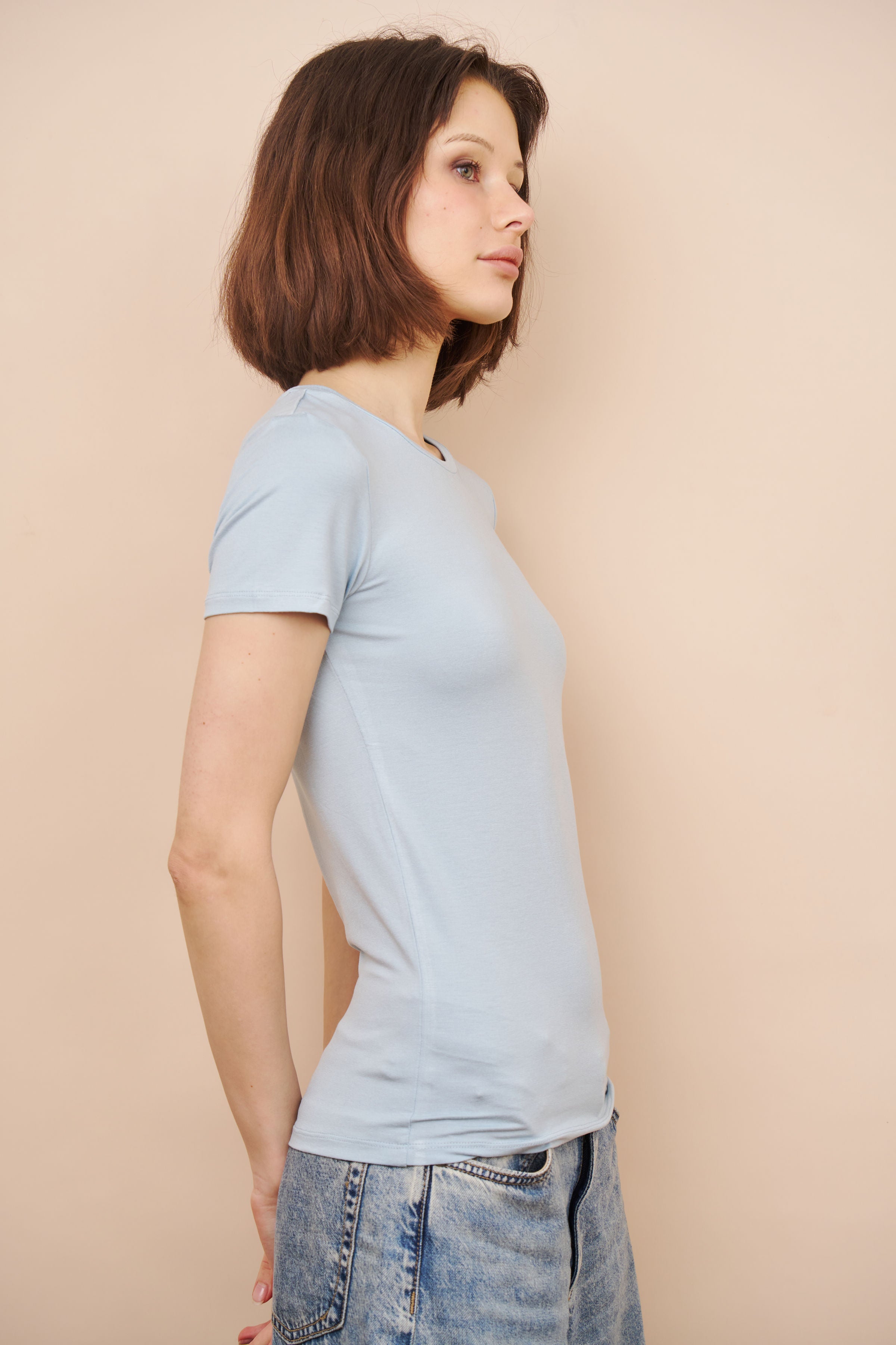 Majestic Soft Touch Short Sleeve Crewneck in Bleu Calanques