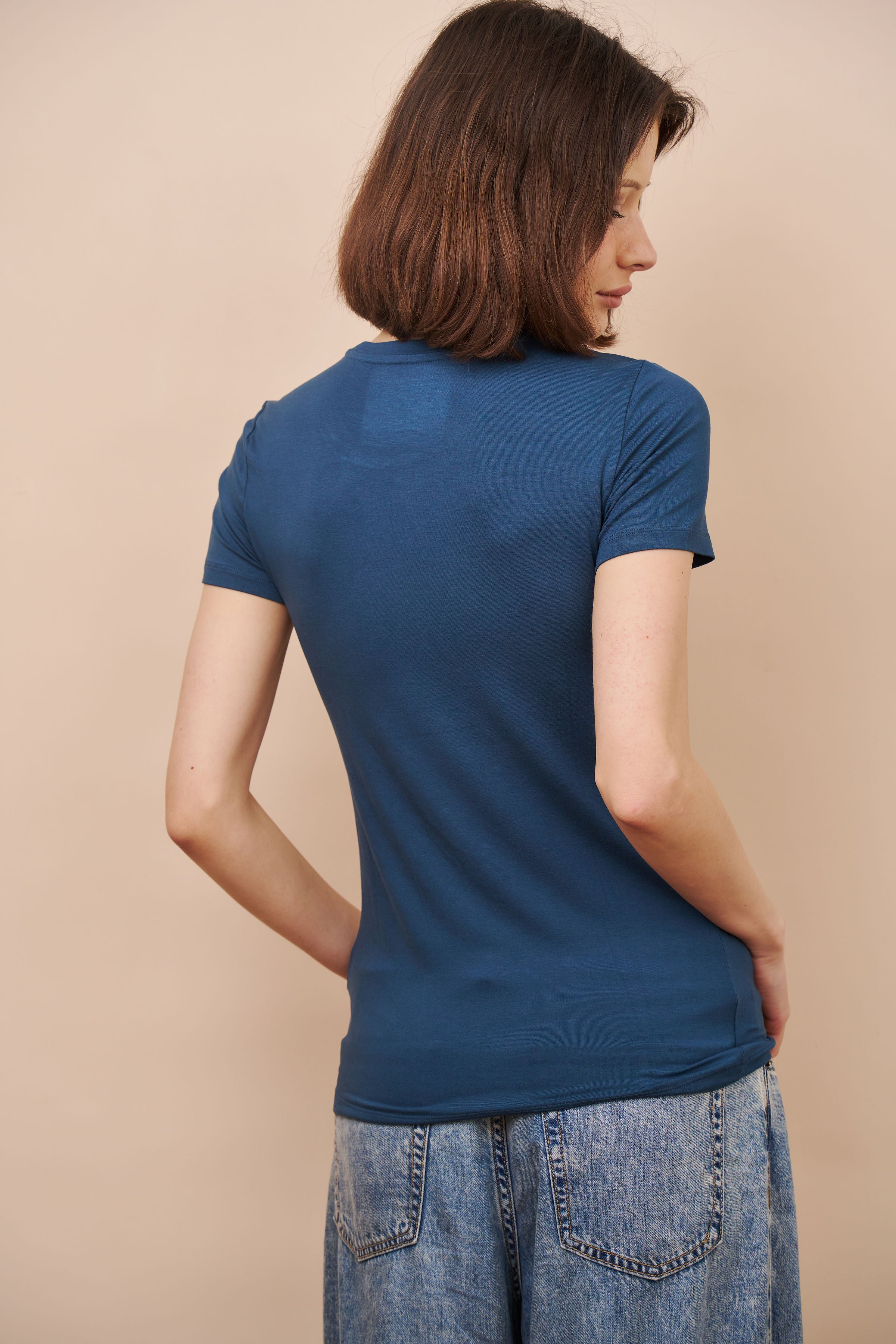 Majestic Soft Touch Short Sleeve Crewneck in Bleu de Nimes