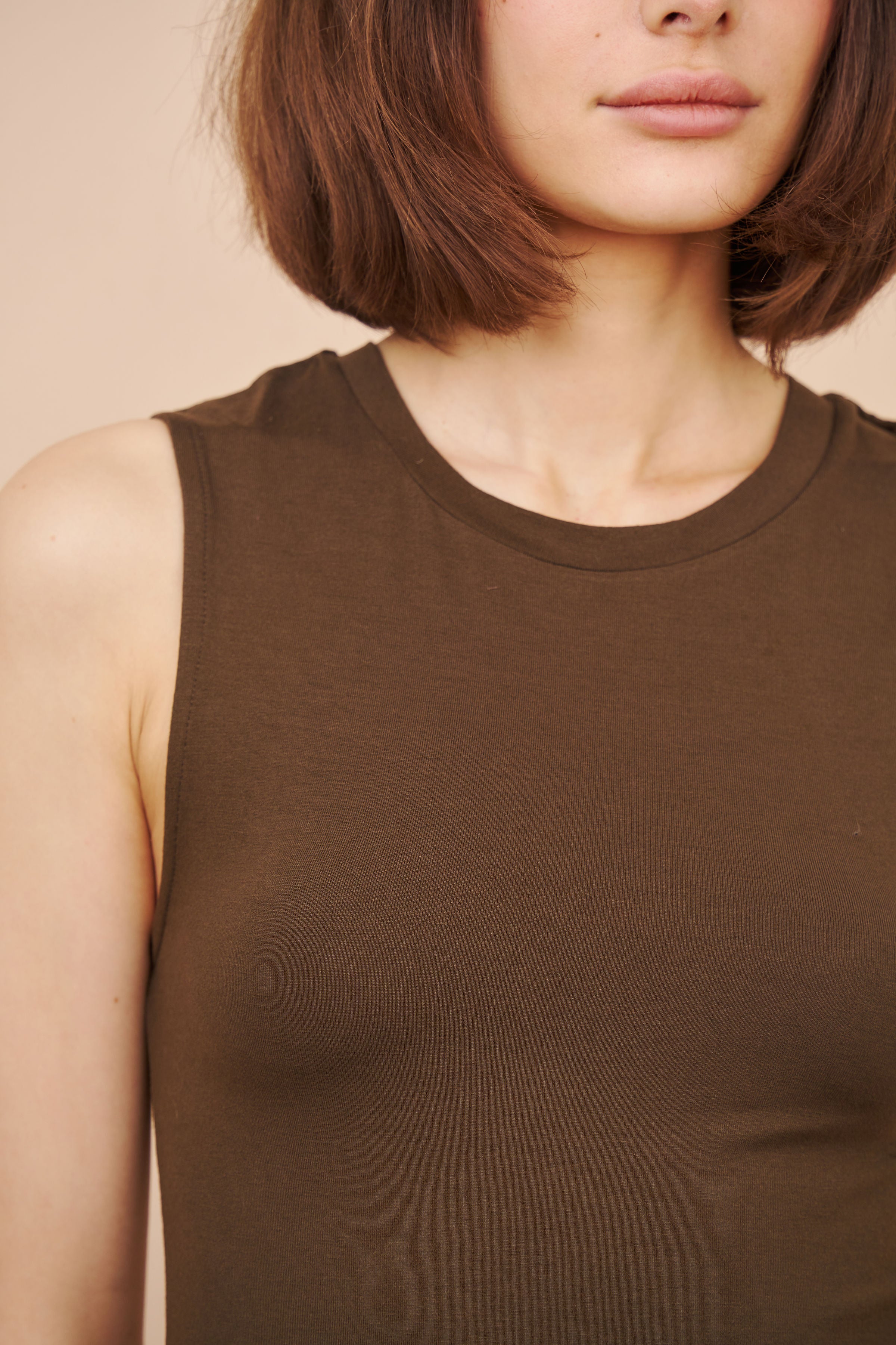 Majestic Soft Touch Sleeveless Crewneck Tank in Tonka
