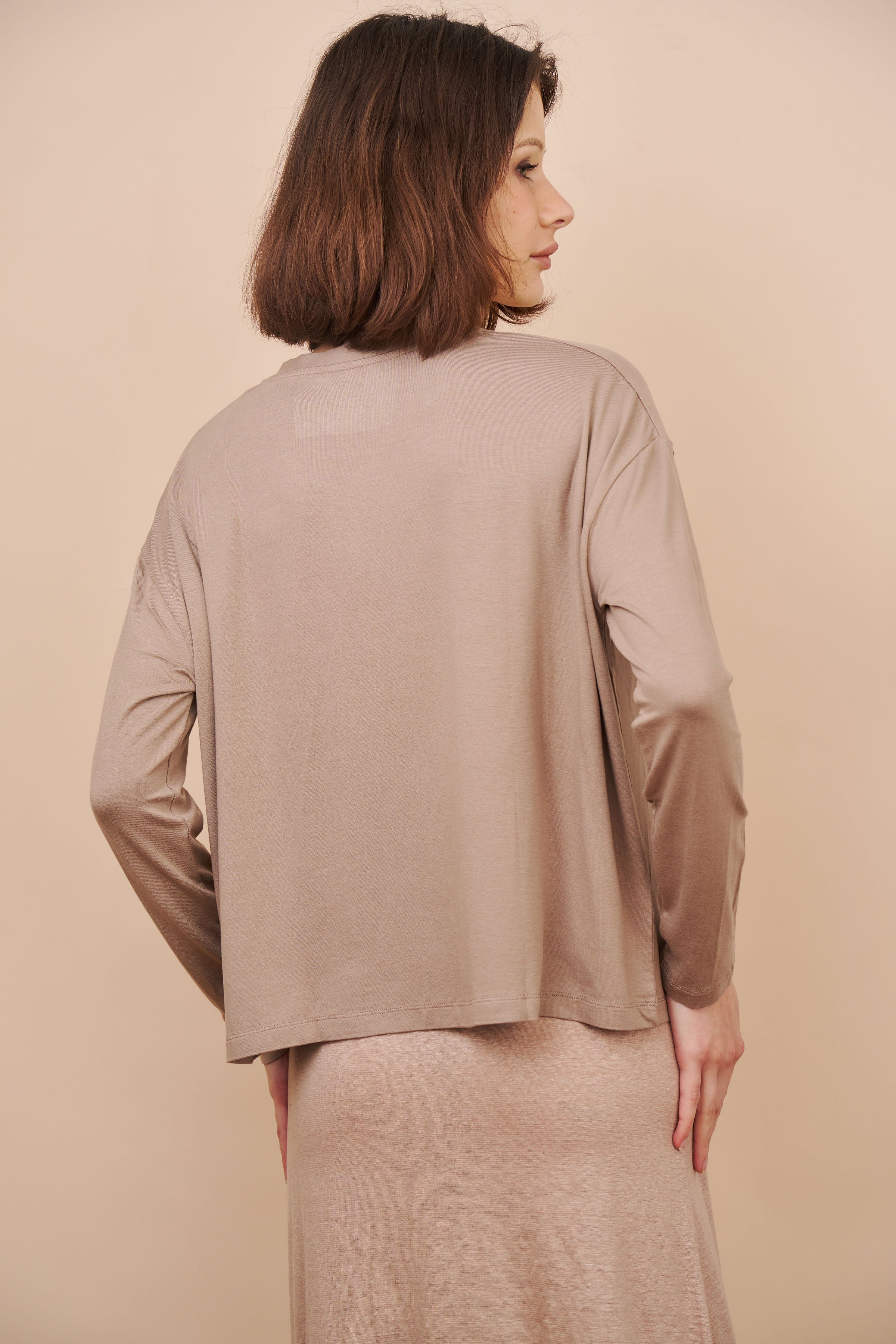 Majestic Soft Touch V-Neck Cardigan in Coffee Latte