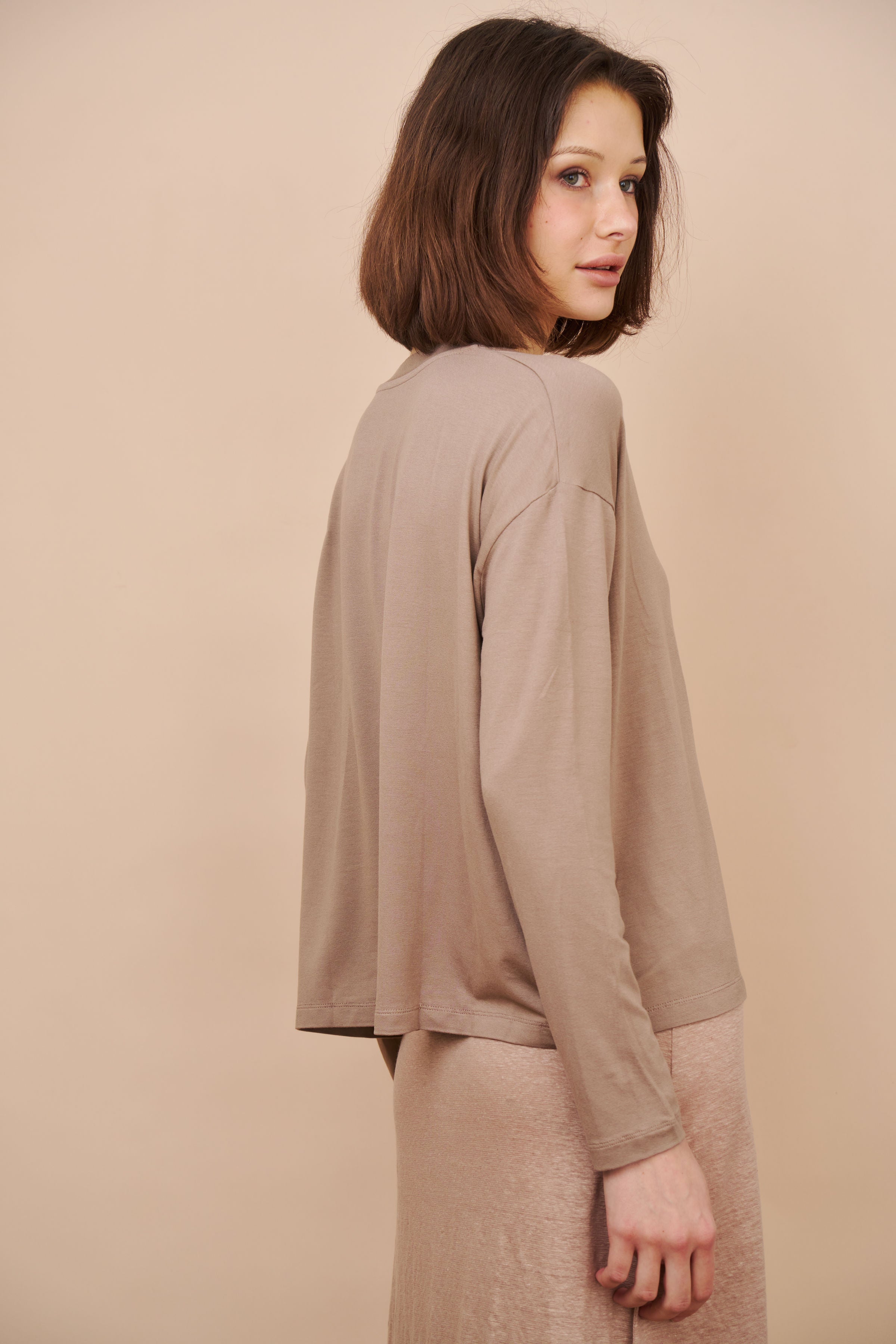 Majestic Soft Touch V-Neck Cardigan in Coffee Latte