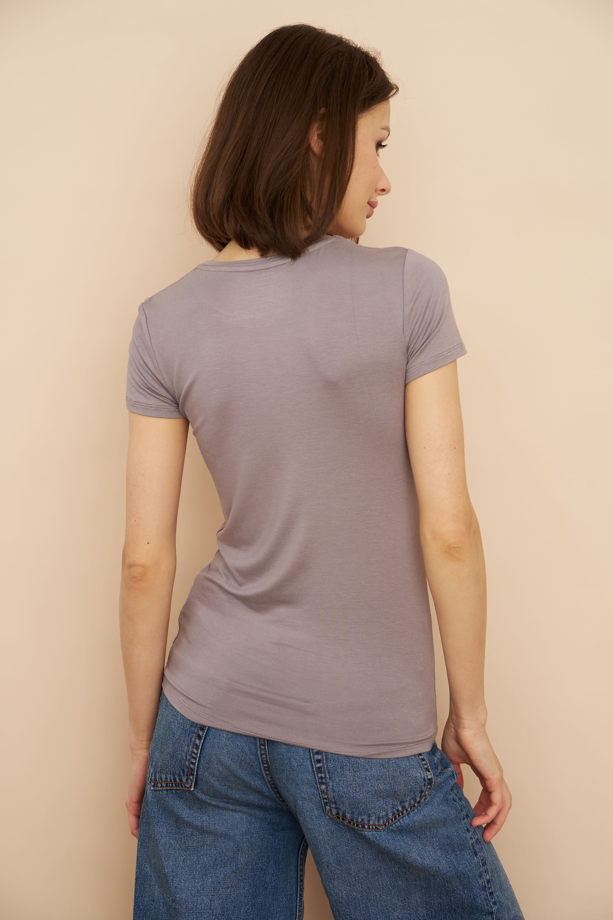 Majestic Soft Touch Short Sleeve Crewneck in Plume