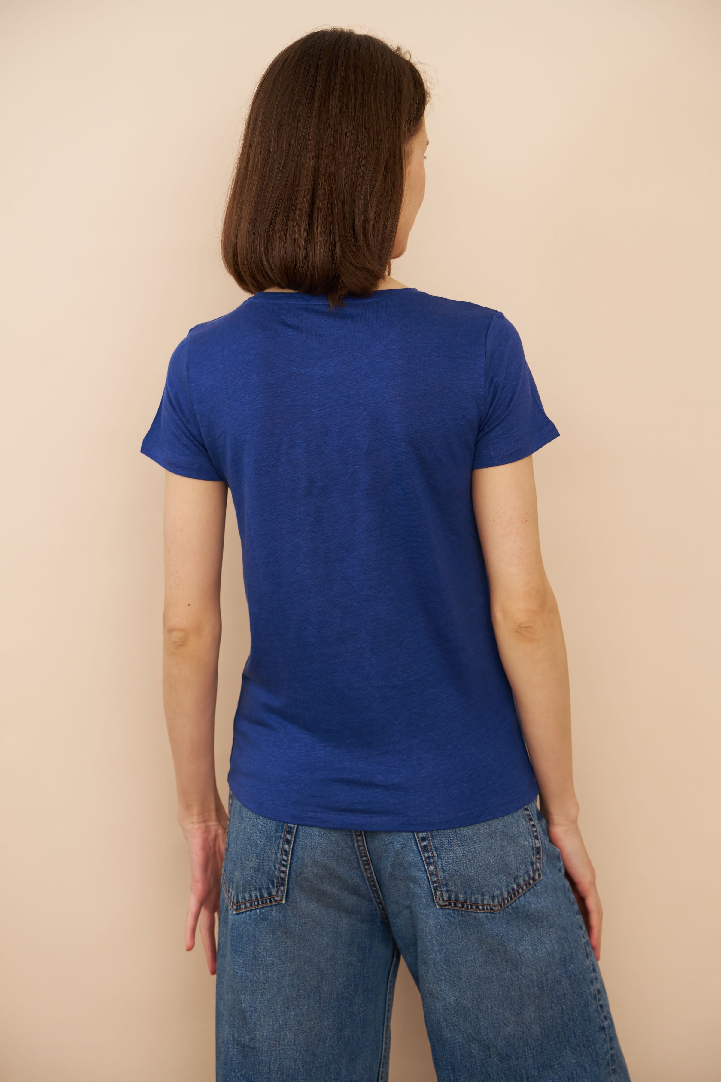 Majestic Linen Short Sleeve Crew Tee in Abyss