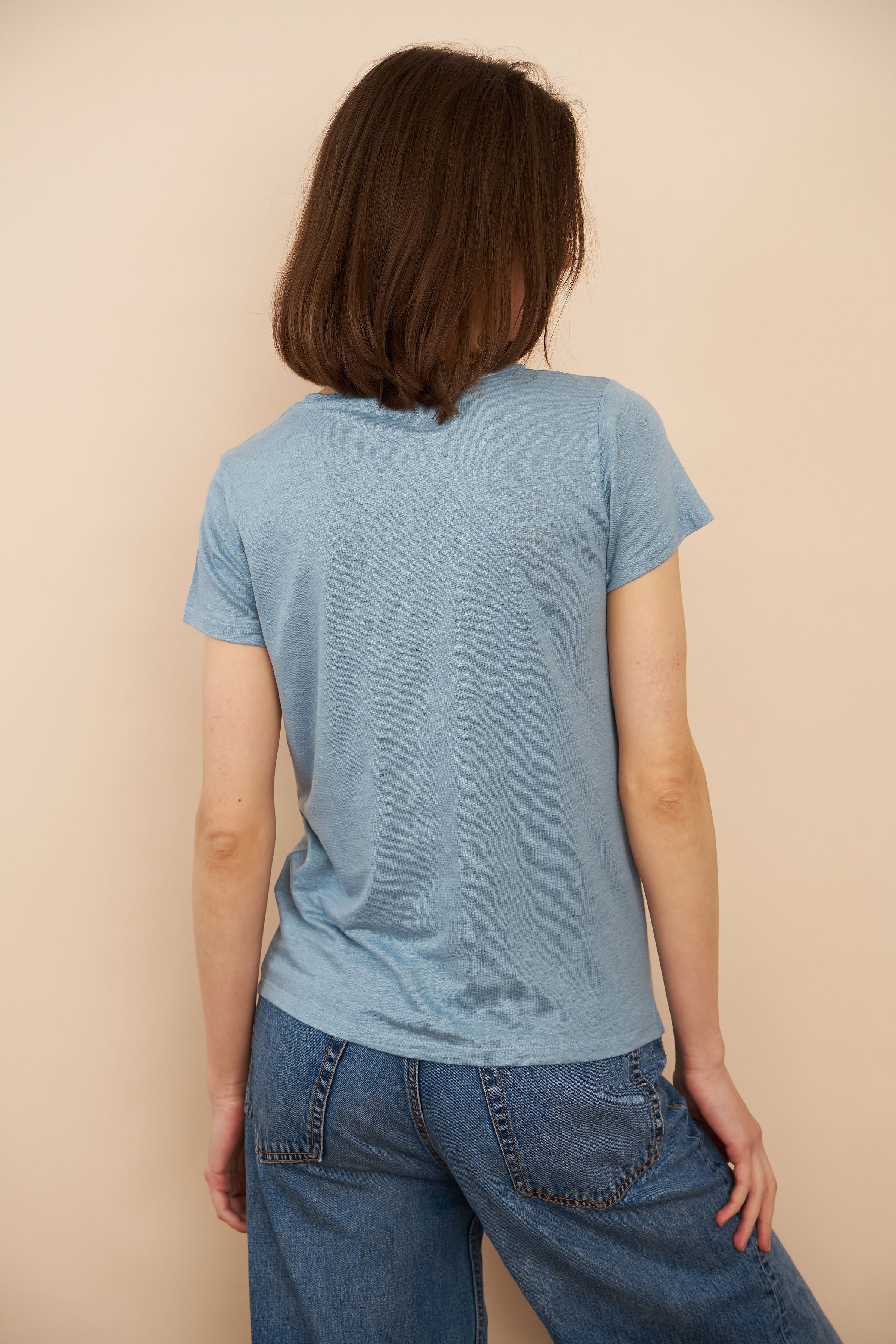 Majestic Linen Short Sleeve Crew Tee in Ocean