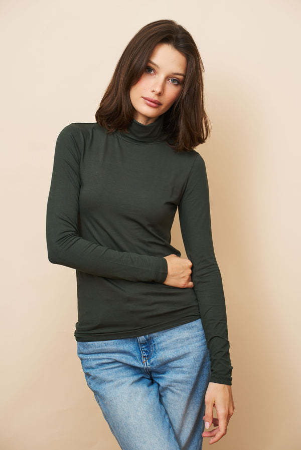 Majestic Soft Touch Long Sleeve Turtleneck in Forest