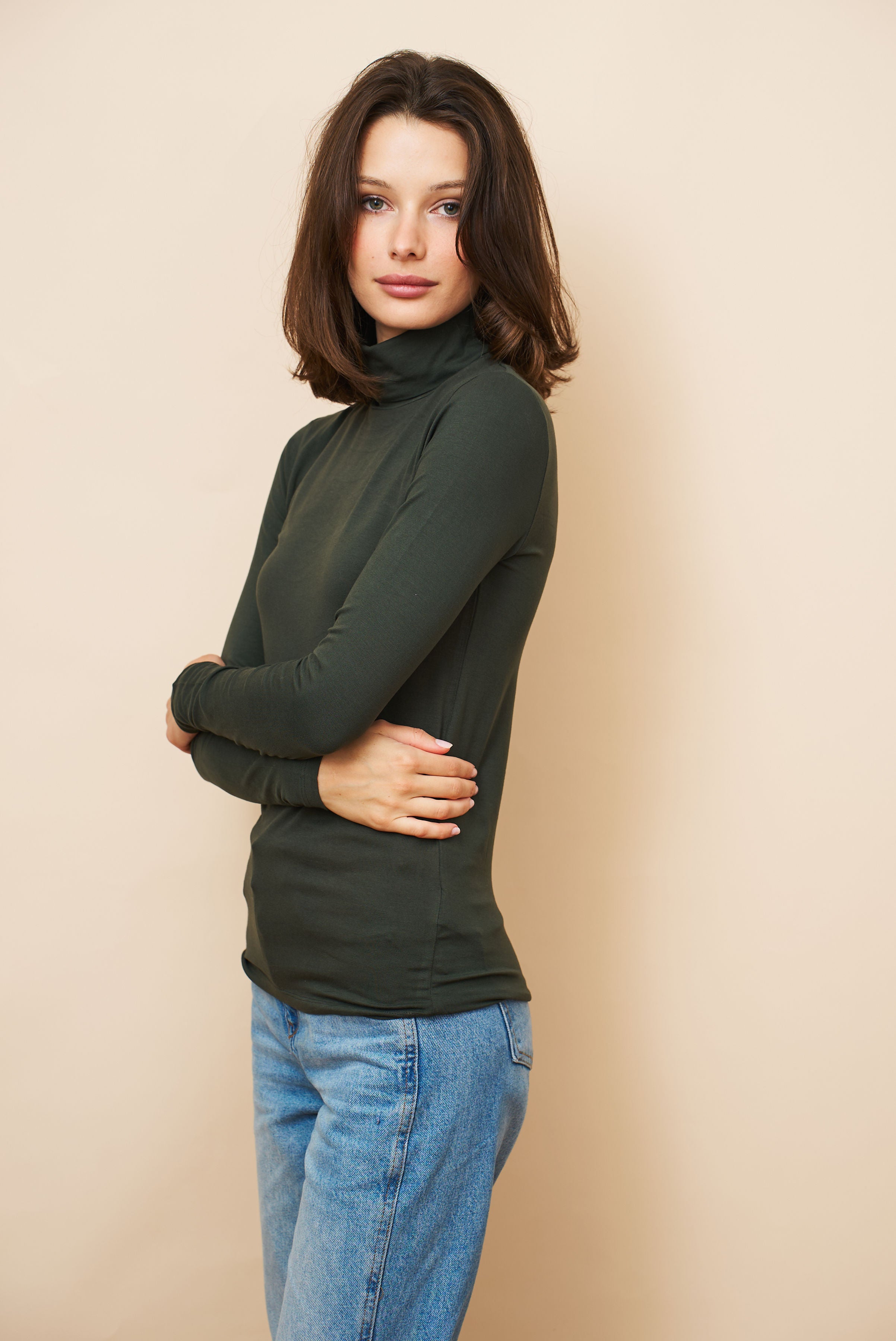 Majestic Soft Touch Long Sleeve Turtleneck in Forest