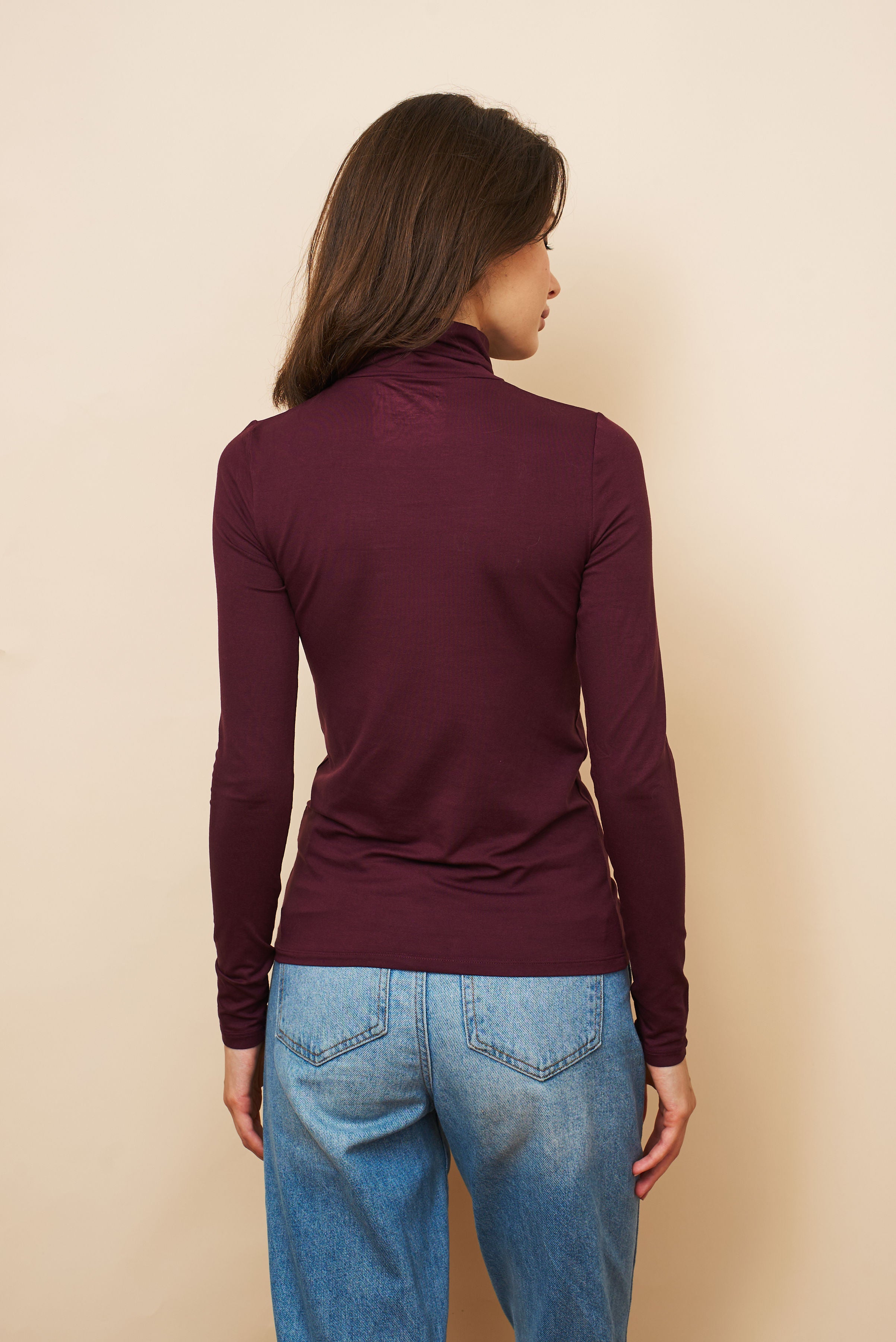 Majestic Soft Touch Long Sleeve Turtleneck in Prune