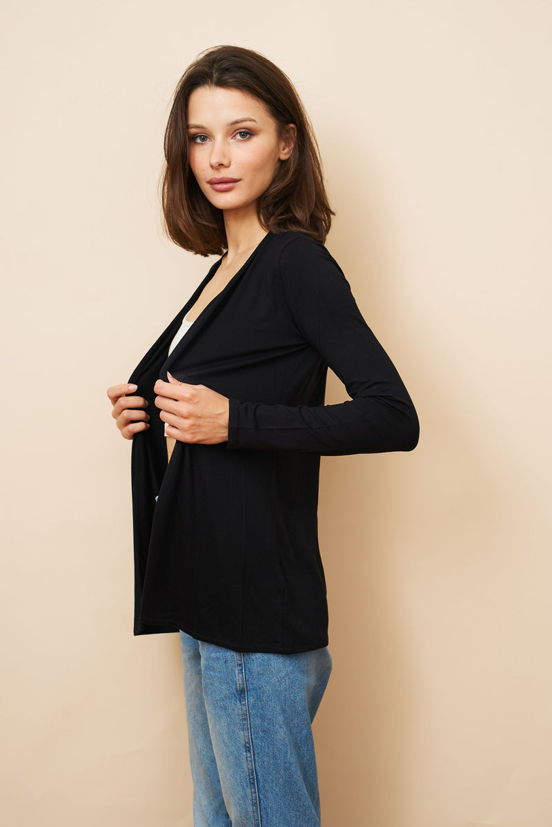 Soft Touch Open Cardigan in Noir