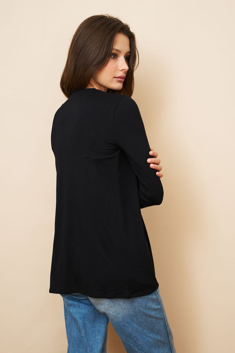 Soft Touch Open Cardigan in Noir