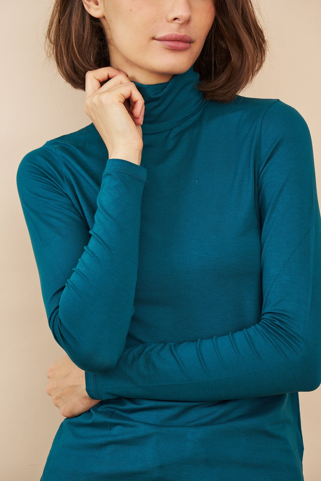 Majestic Soft Touch Long Sleeve Turtleneck in Bleu Majestic