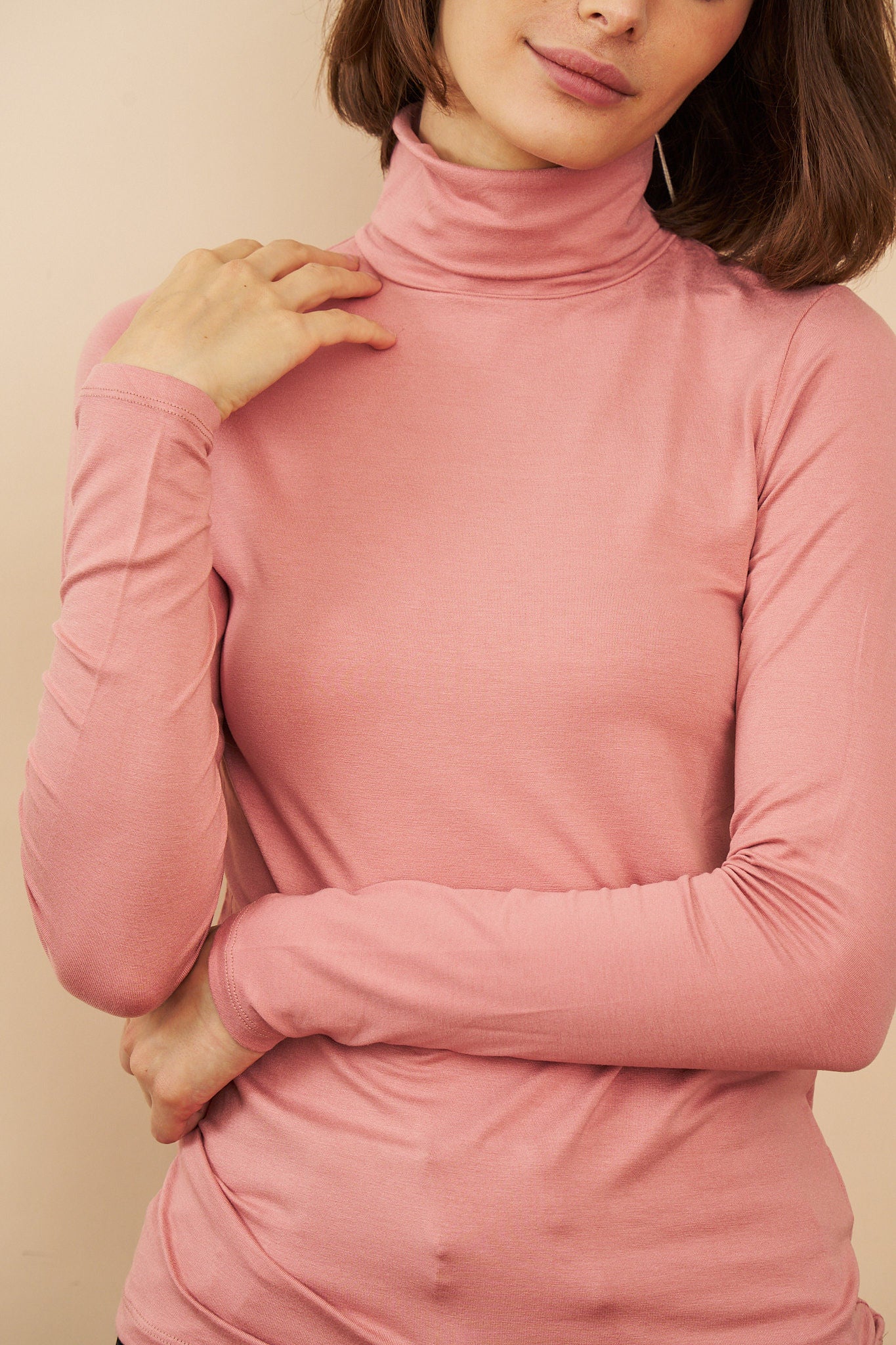 Majestic Soft Touch Long Sleeve Turtleneck in Rosewood