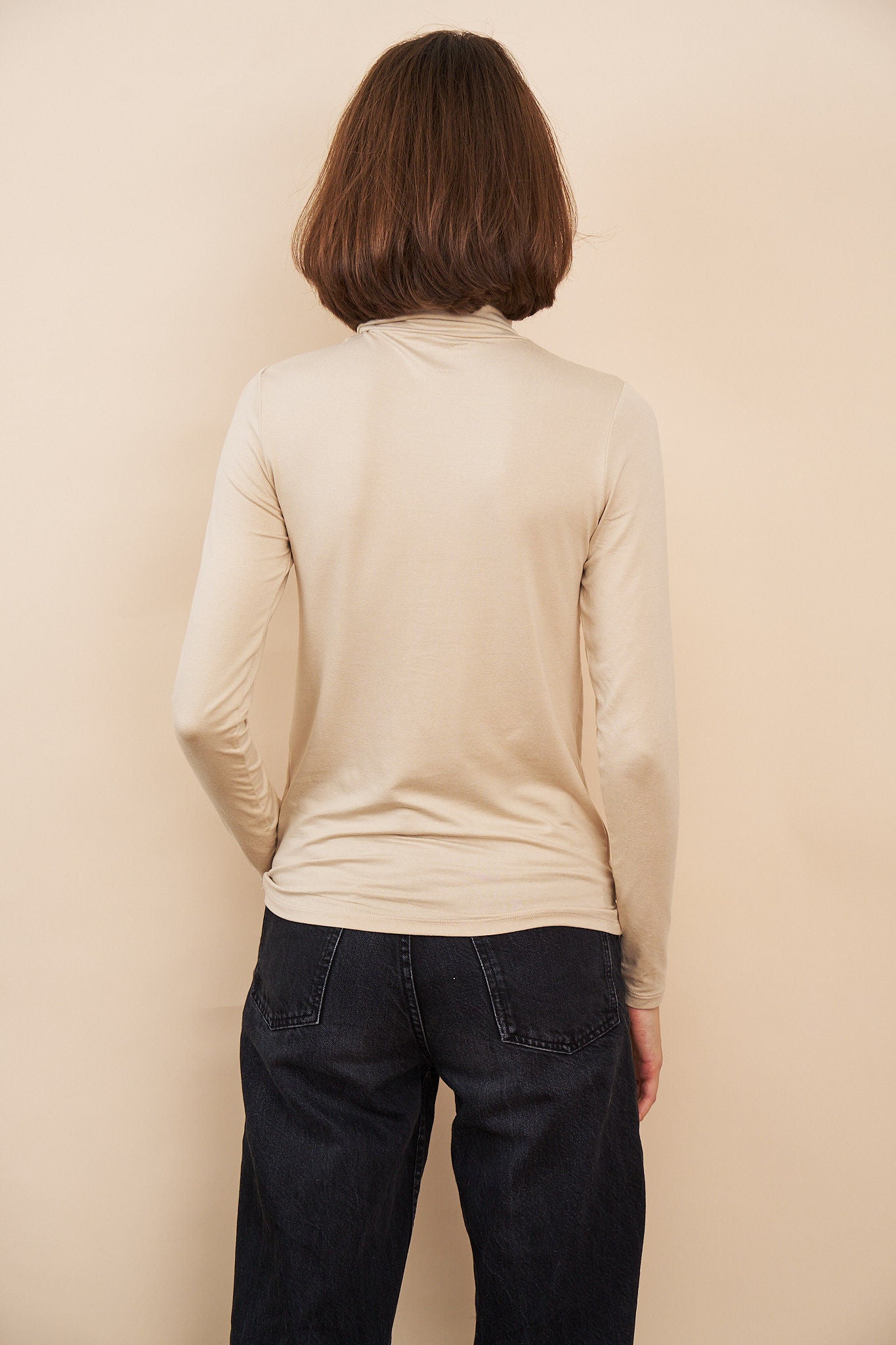 Majestic Soft Touch Long Sleeve Turtleneck in Ficelle