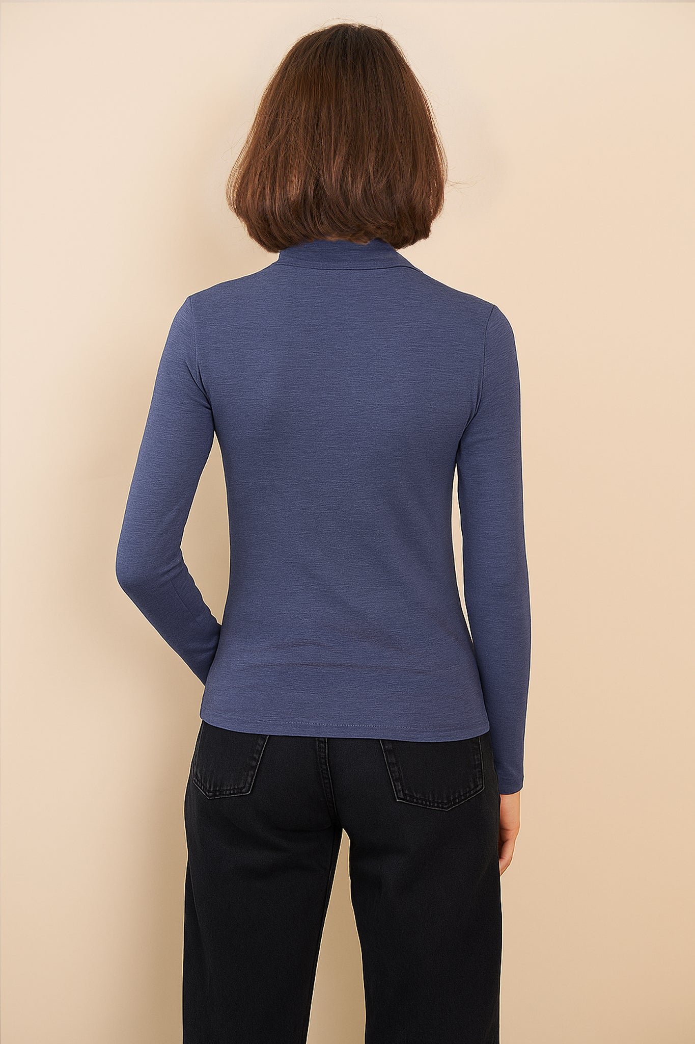 Majestic Soft Touch Long Sleeve Turtleneck in Denim Chine