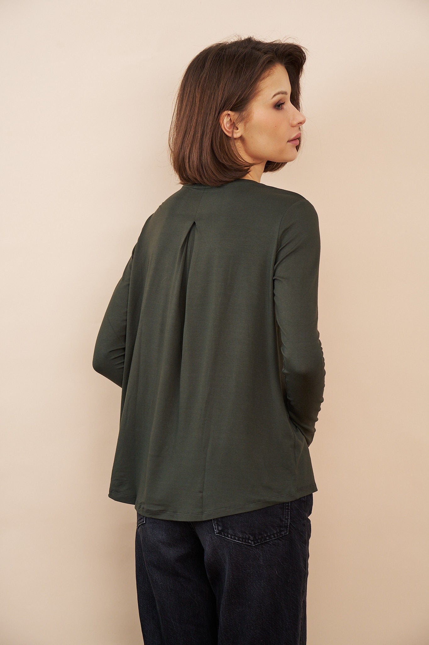 Soft Touch Long Sleeve Relaxed Crewneck in Forest
