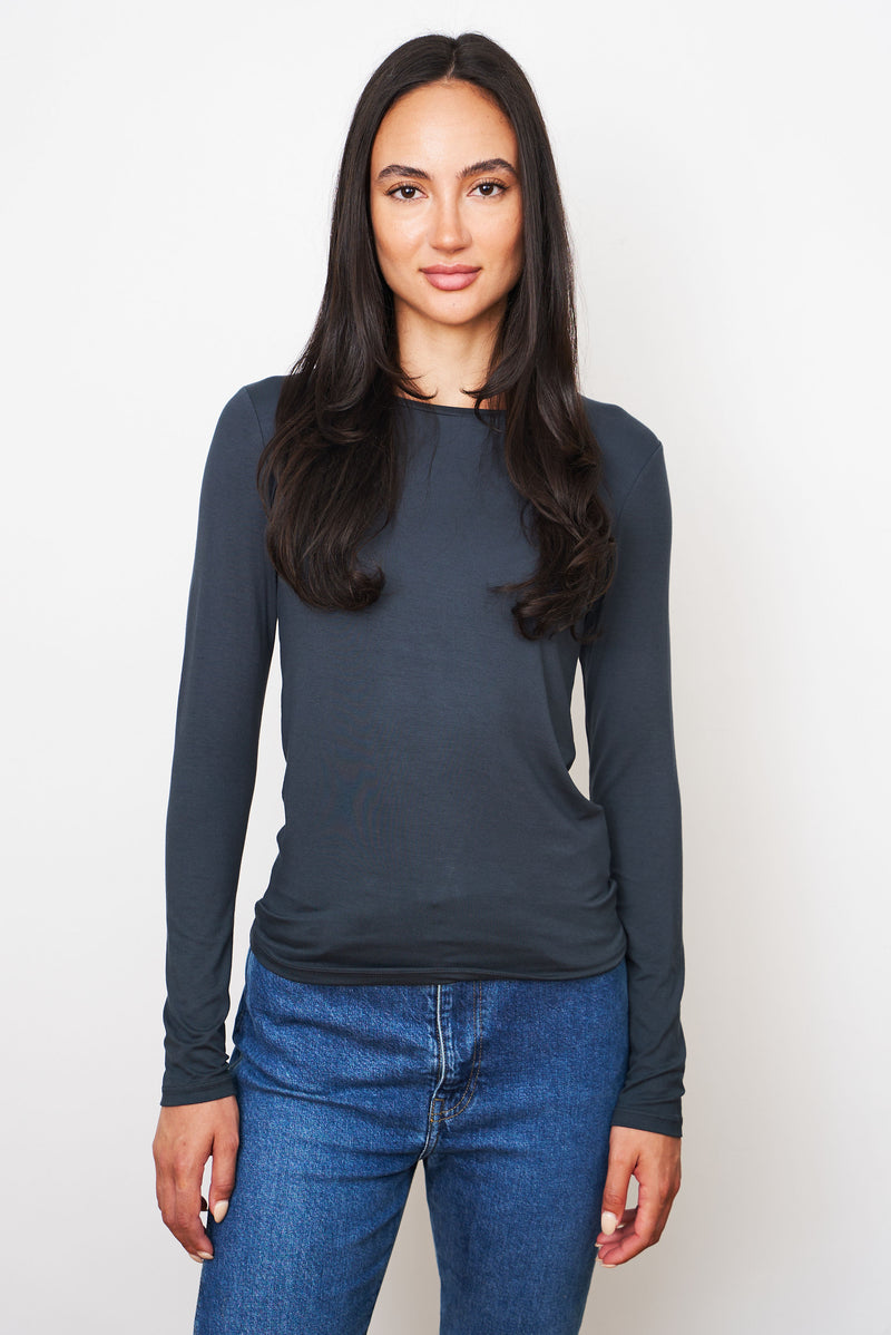 Majestic Soft Touch Long Sleeve Crewneck in Crepuscule