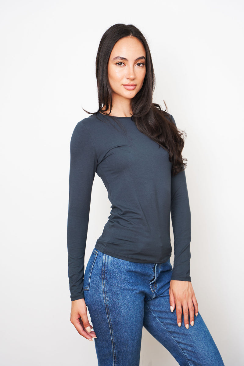 Majestic Soft Touch Long Sleeve Crewneck in Crepuscule
