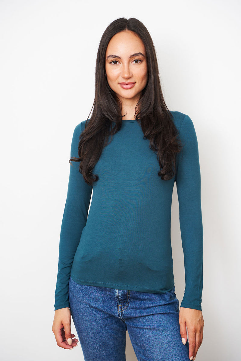 Majestic Soft Touch Long Sleeve Crewneck in High Sea