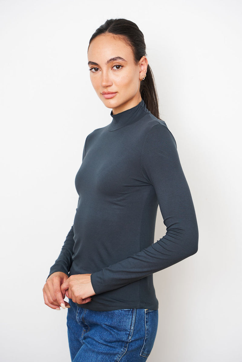 Soft Touch Long Sleeve Mock Neck Turtleneck in Crepuscule â Clothes By Majestic