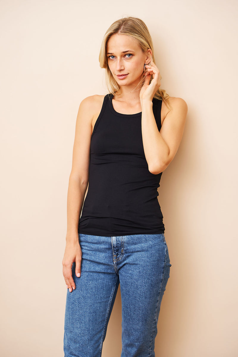 Majestic Soft Touch Racerback Tank in Black