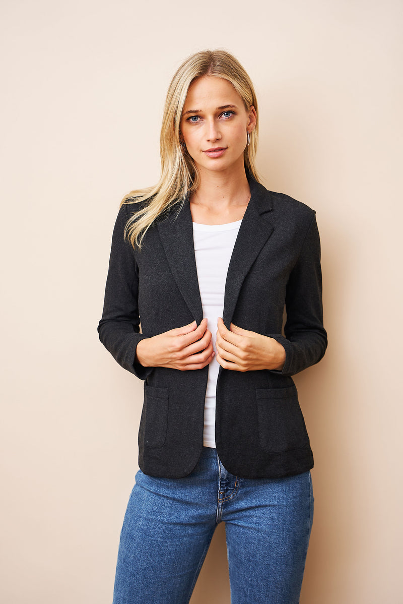 Majestic French Touch One Button Blazer in Anthracite Chine