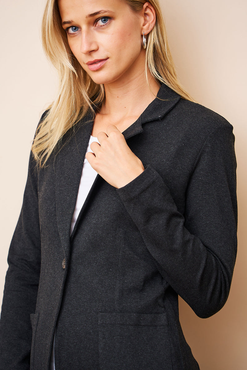 Majestic French Touch One Button Blazer in Anthracite Chine