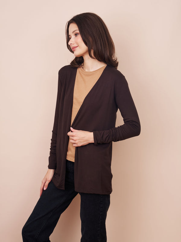 Majestic Soft Touch Open Cardigan in Coffee