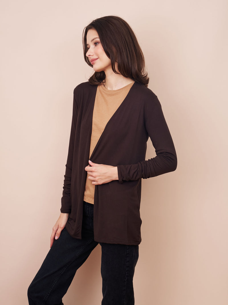 Majestic Soft Touch Open Cardigan in Coffee