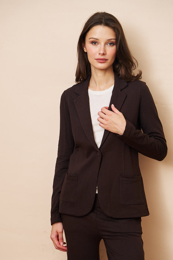 Majestic French Touch One Button Blazer in Coffee