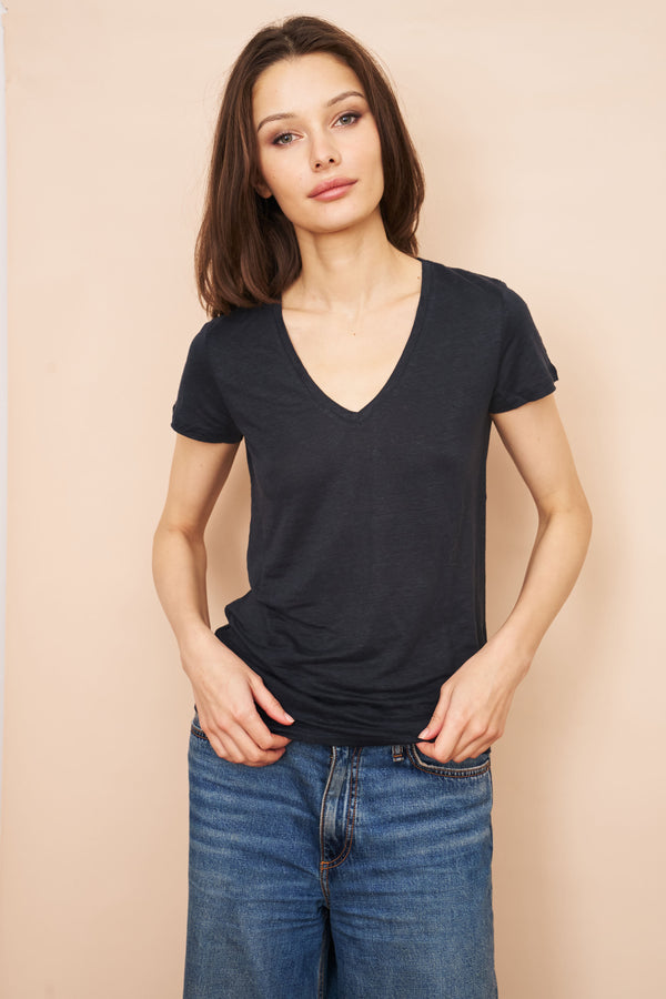 Majestic Soft Touch Short Sleeve Crewneck in Ecru Chine