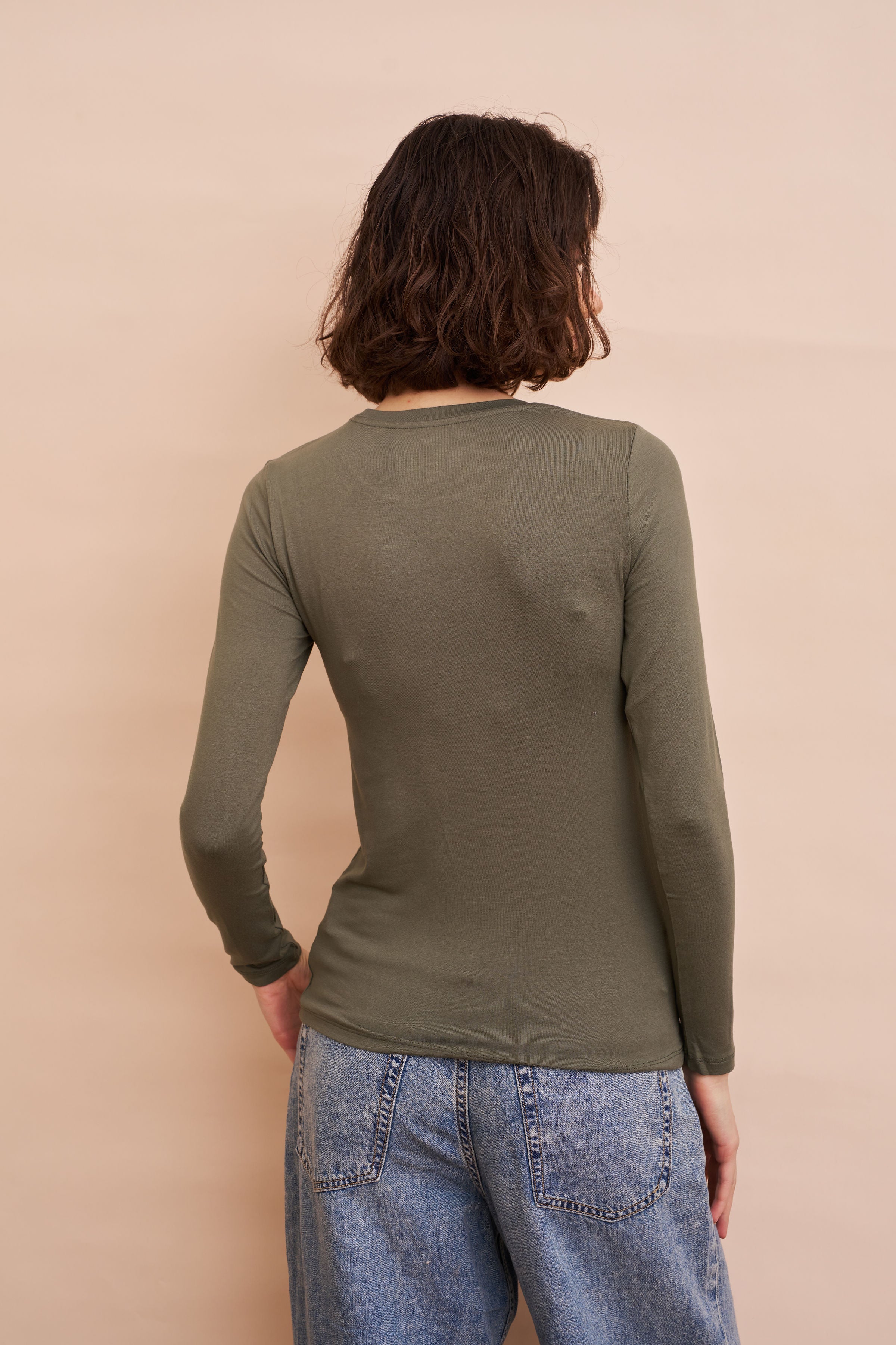 Majestic Long Sleeve Soft Touch Viscose Crewneck in Lichen