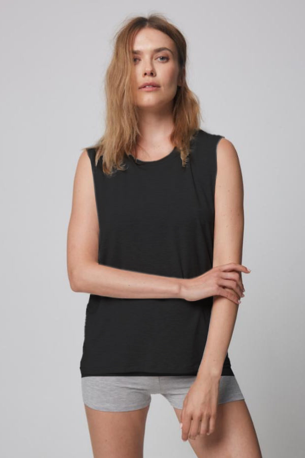 Majestic Soft Touch Crewneck Tank in Black