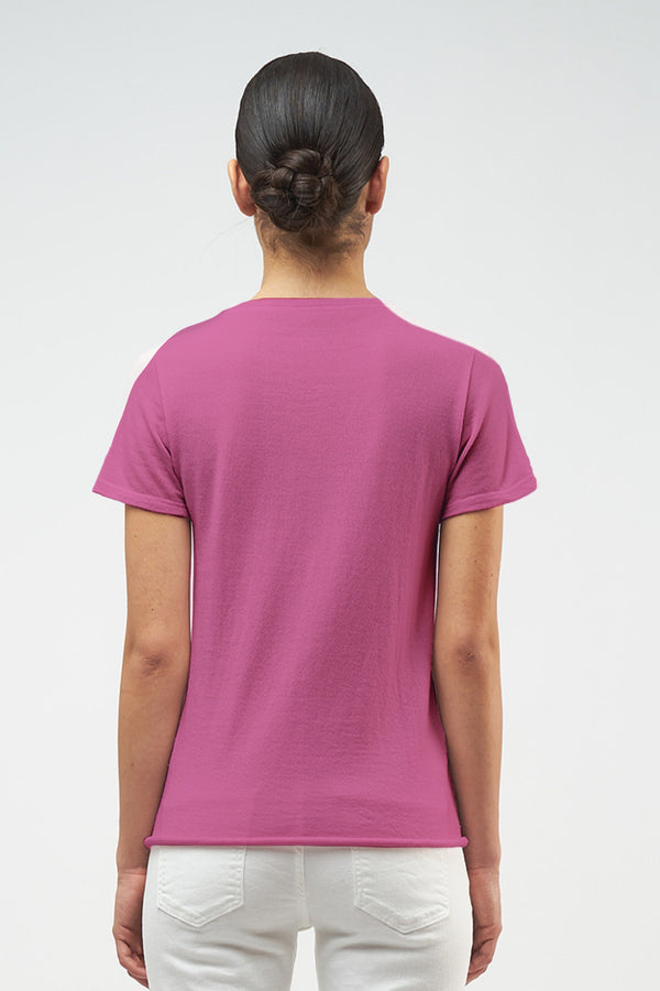 Majestic Washable Cashmere Short Sleeve Cashmere Crewneck in Fuschia