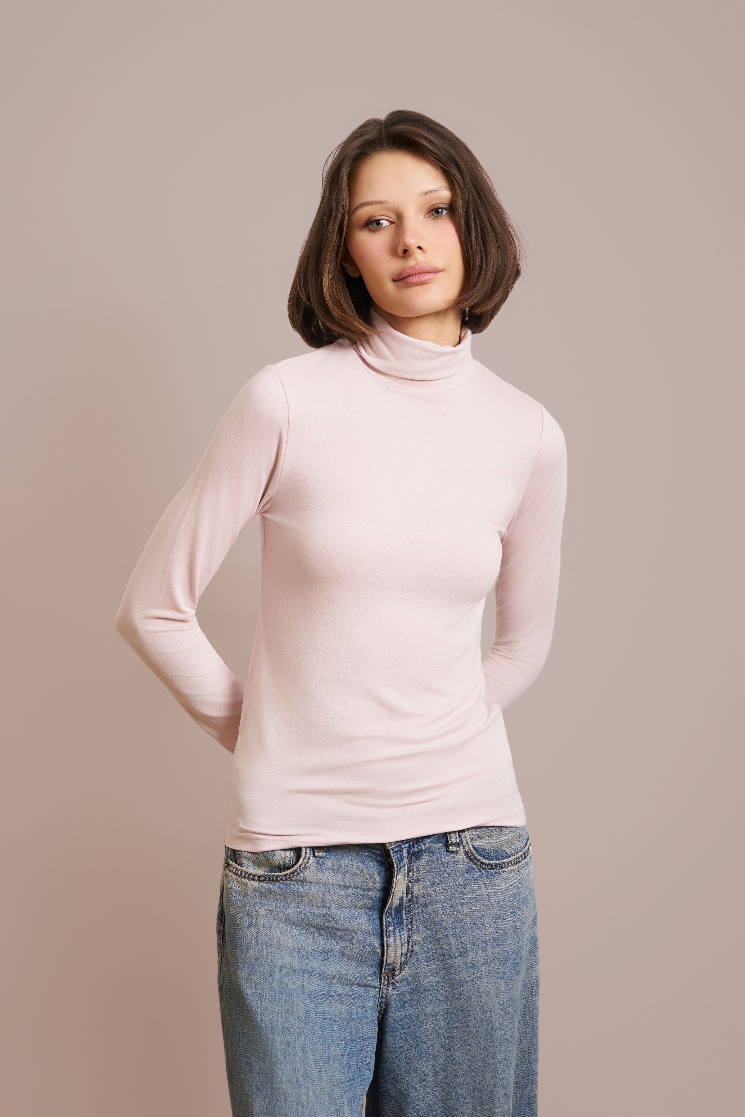 Majestic Soft Touch Long Sleeve Turtleneck in Petale