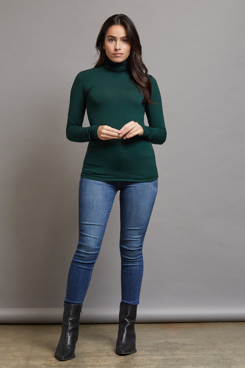 Majestic Long Sleeve Turtleneck in Scarabe