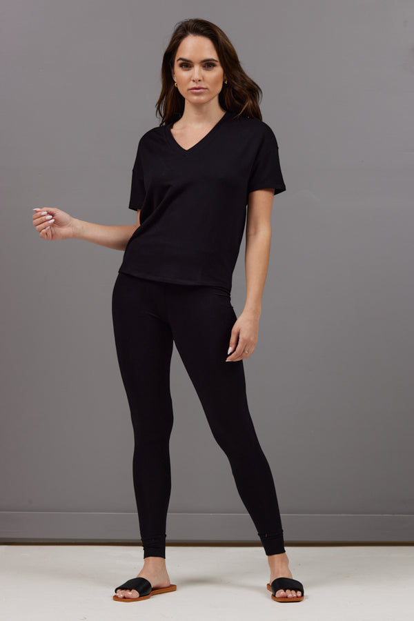 Majestic Soft Touch Jogger Style Legging in Noir