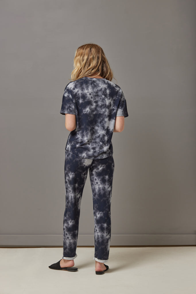 Majestic French Terry Tie Dye Jogger in Marine