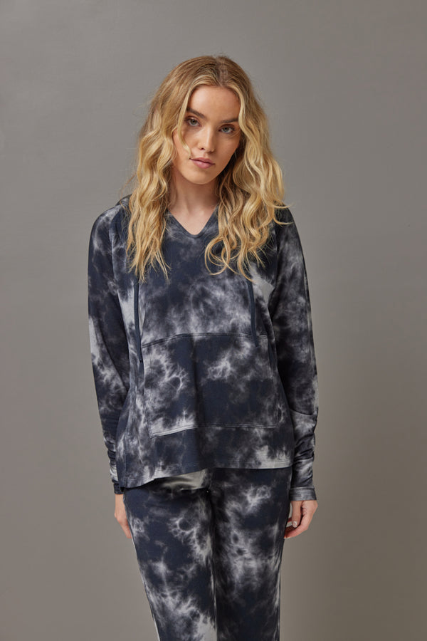 Majestic French Terry Tie Dye Hoodie in Marine