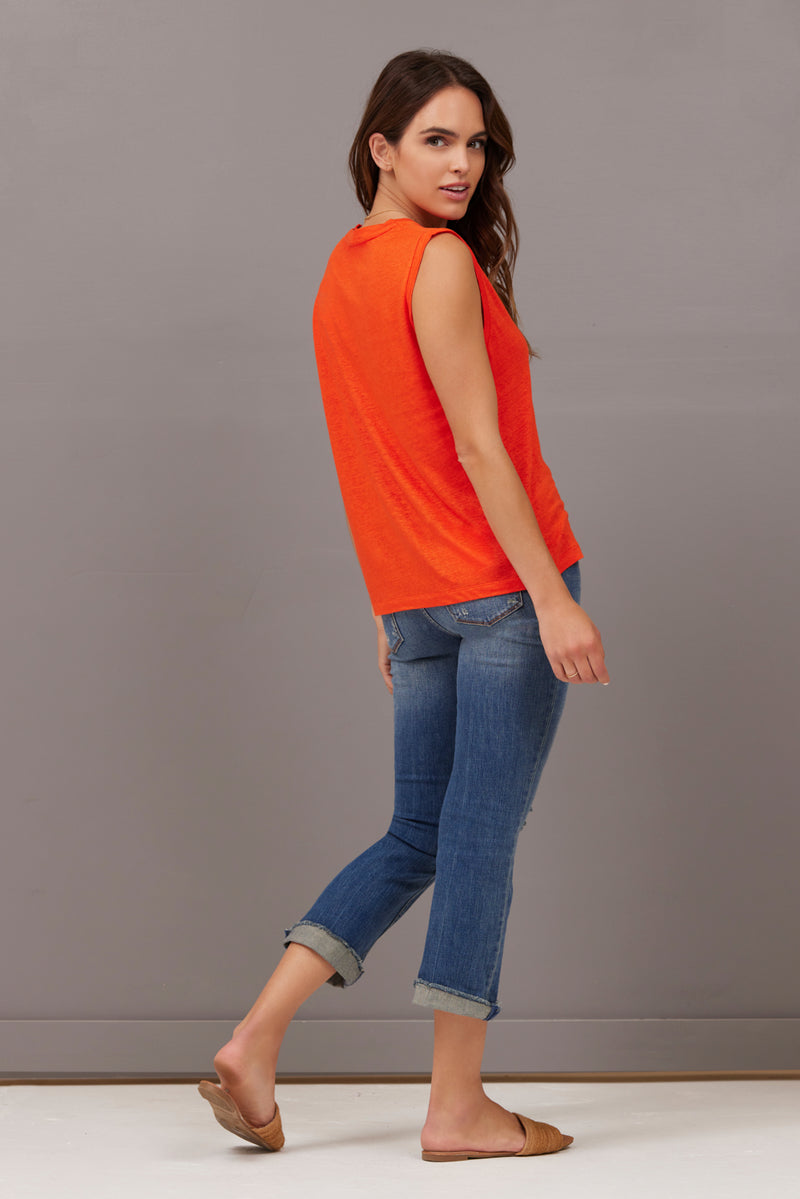 Majestic Semi Relaxed Linen Tank in Sunset