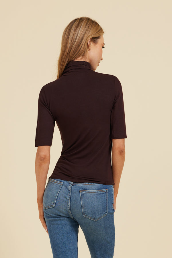 Majestic Elbow Sleeve Turtleneck in Aubergine