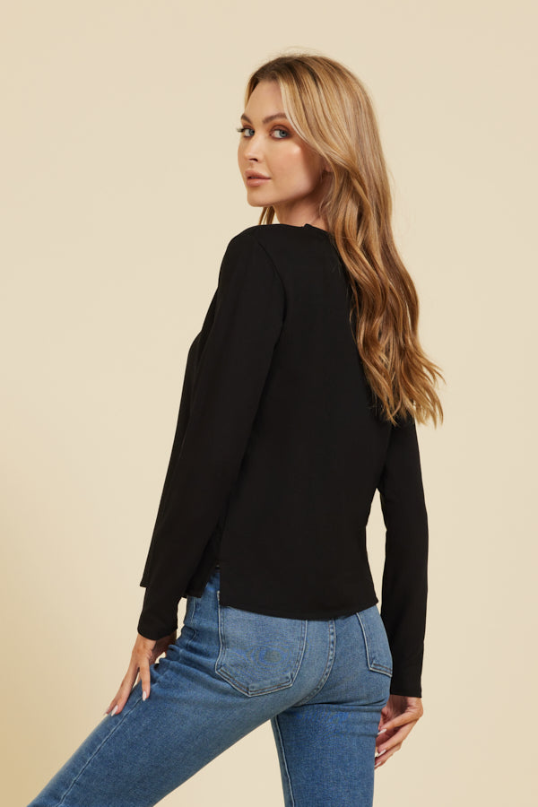 Majestic Soft Touch Semi Relaxed Crewneck in Noir