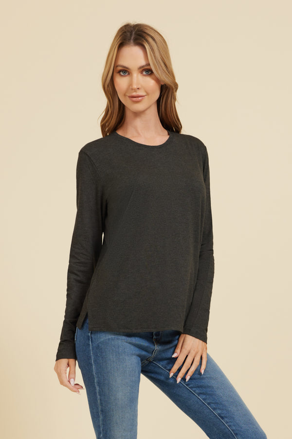 Majestic Soft Touch Semi Relaxed Crewneck in Anthracite